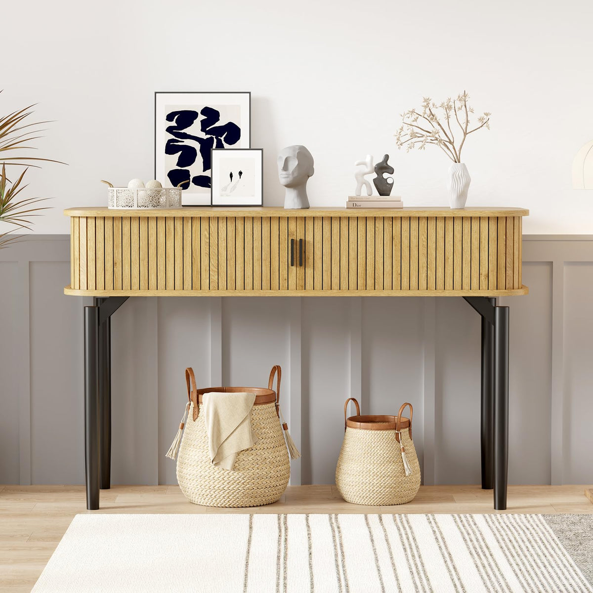 47 in Fluted Console Table with Storage W3723