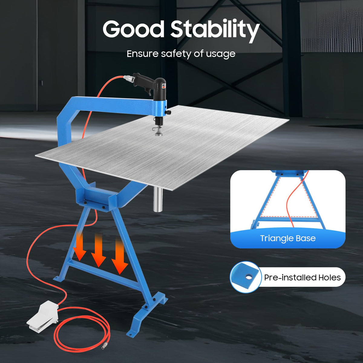Pneumatic Planishing Hammer with Anvil and Cast-Iron Stand J17401