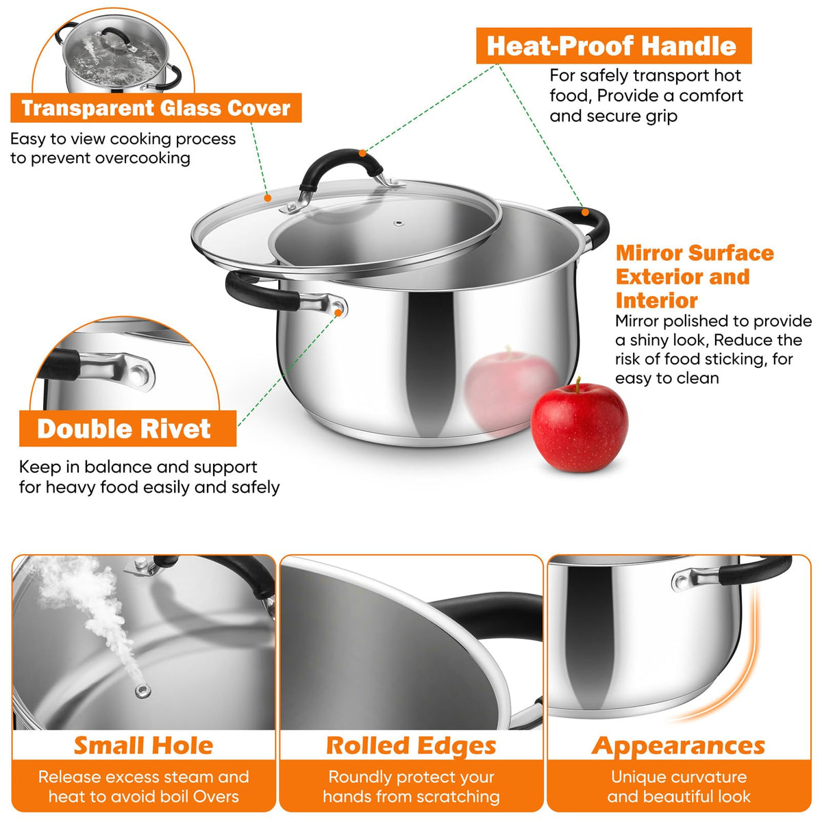 6 Quart Stainless Steel Stock Pot X436