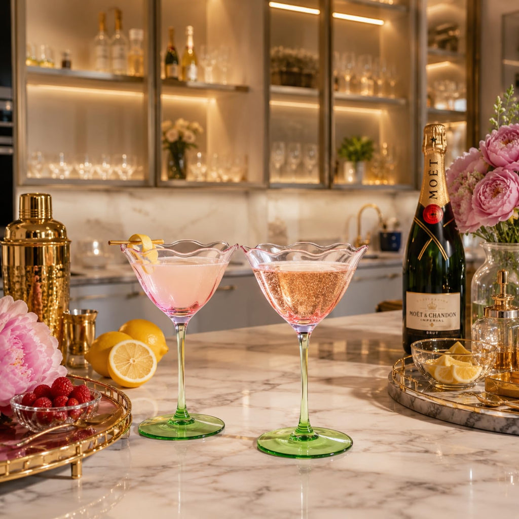 Pink Tulip Flower Cocktail Glasses 2 Set E166771