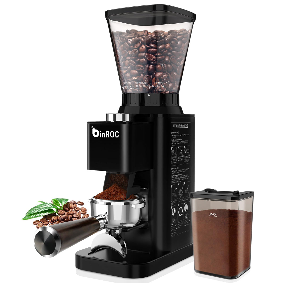 Black Electric Conical Burr Coffee Grinder U48784