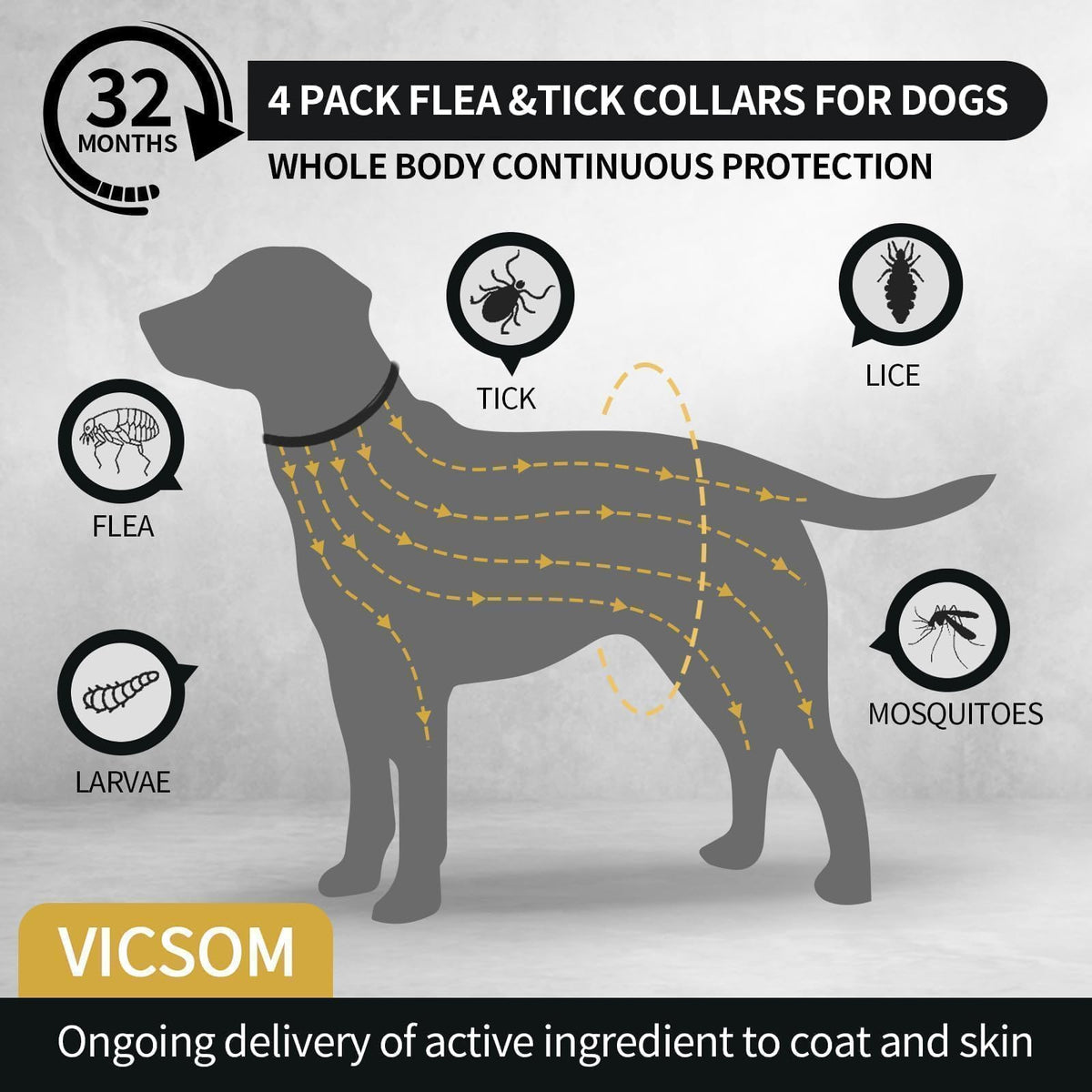 Flea and Tick Prevention Collar for Dogs 4 Pack P16064