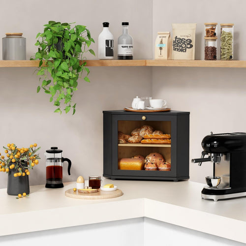 2 Tier Black Corner Bread Box G803