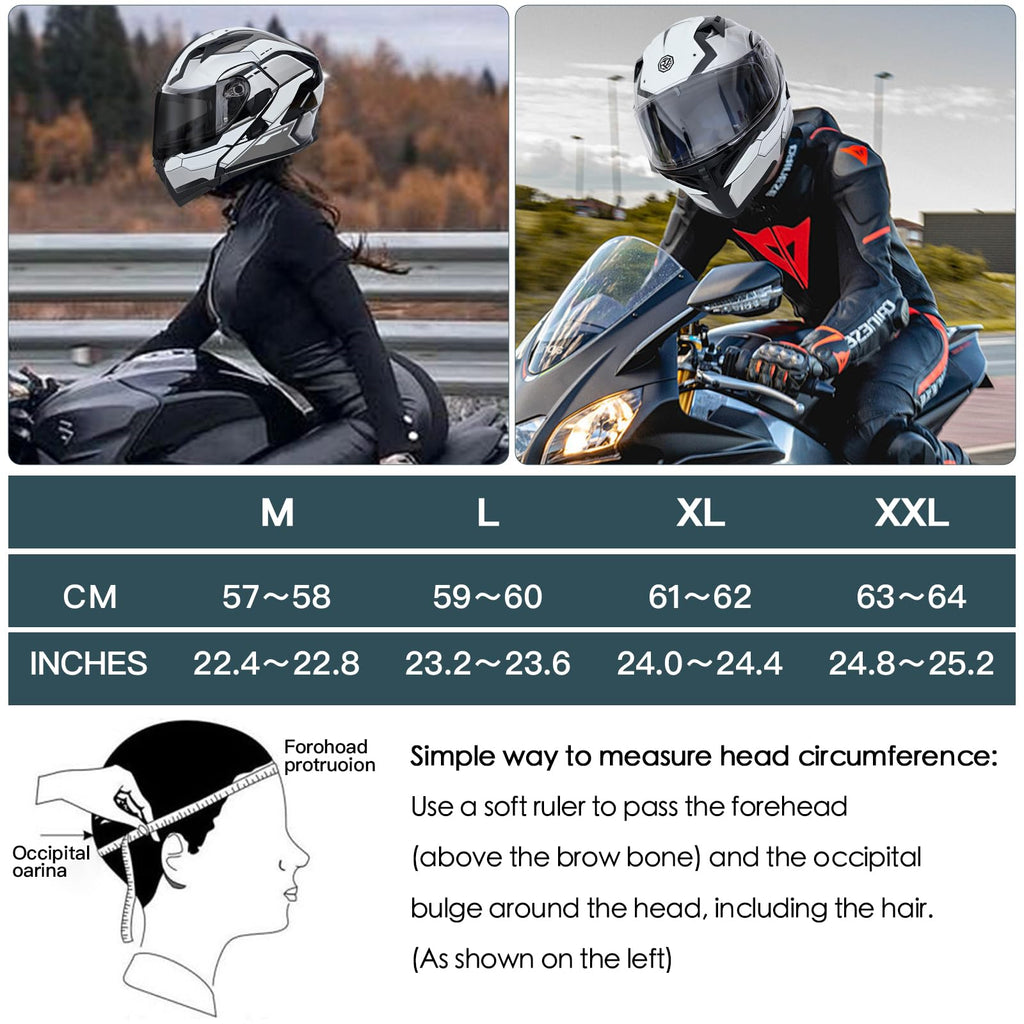 DOT Approved Flip Up Full Face Modular Motorcycle Helmet with Dual Visor X603