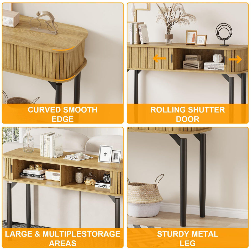 47 in Fluted Console Table with Storage W3723