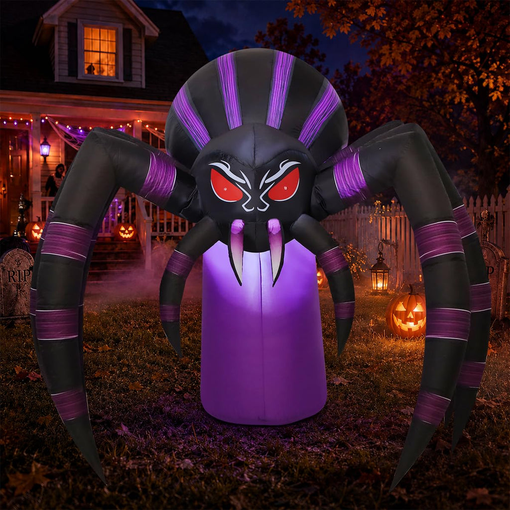 7 FT Inflatable Spider Outdoor Decoration with LED Lights D4964