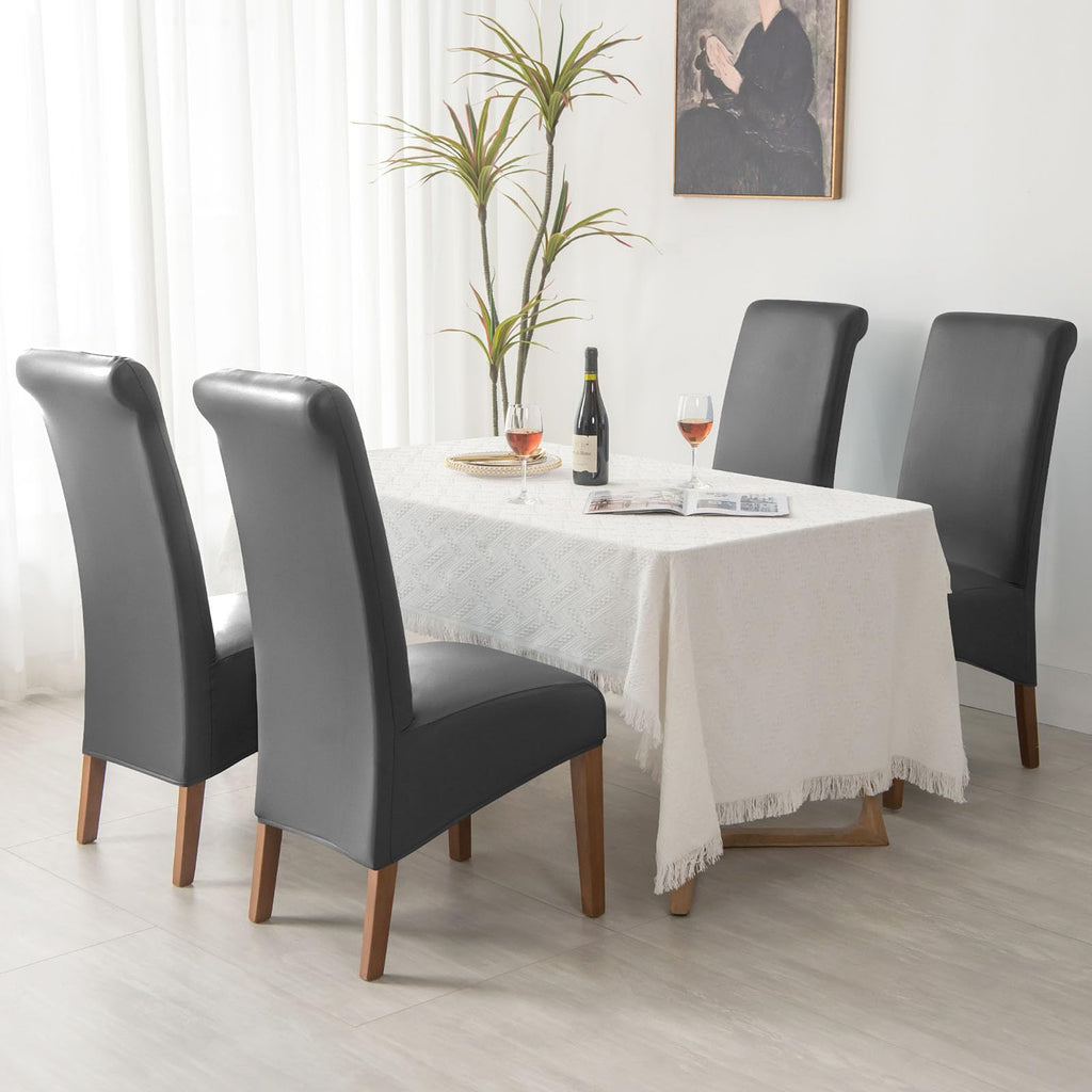 Waterproof PU Leather High Back Dining Chair Covers Set of 2 W797182