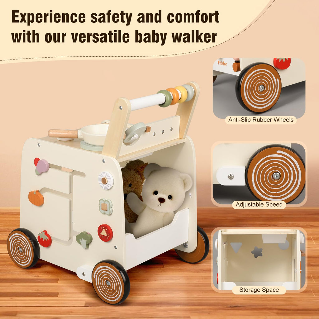 Wooden Baby Push Walker with Pretend Kitchen V815
