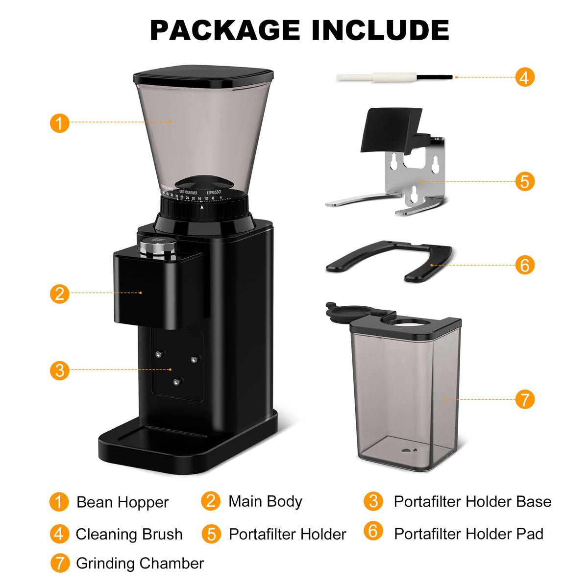 Black Electric Conical Burr Coffee Grinder U48784