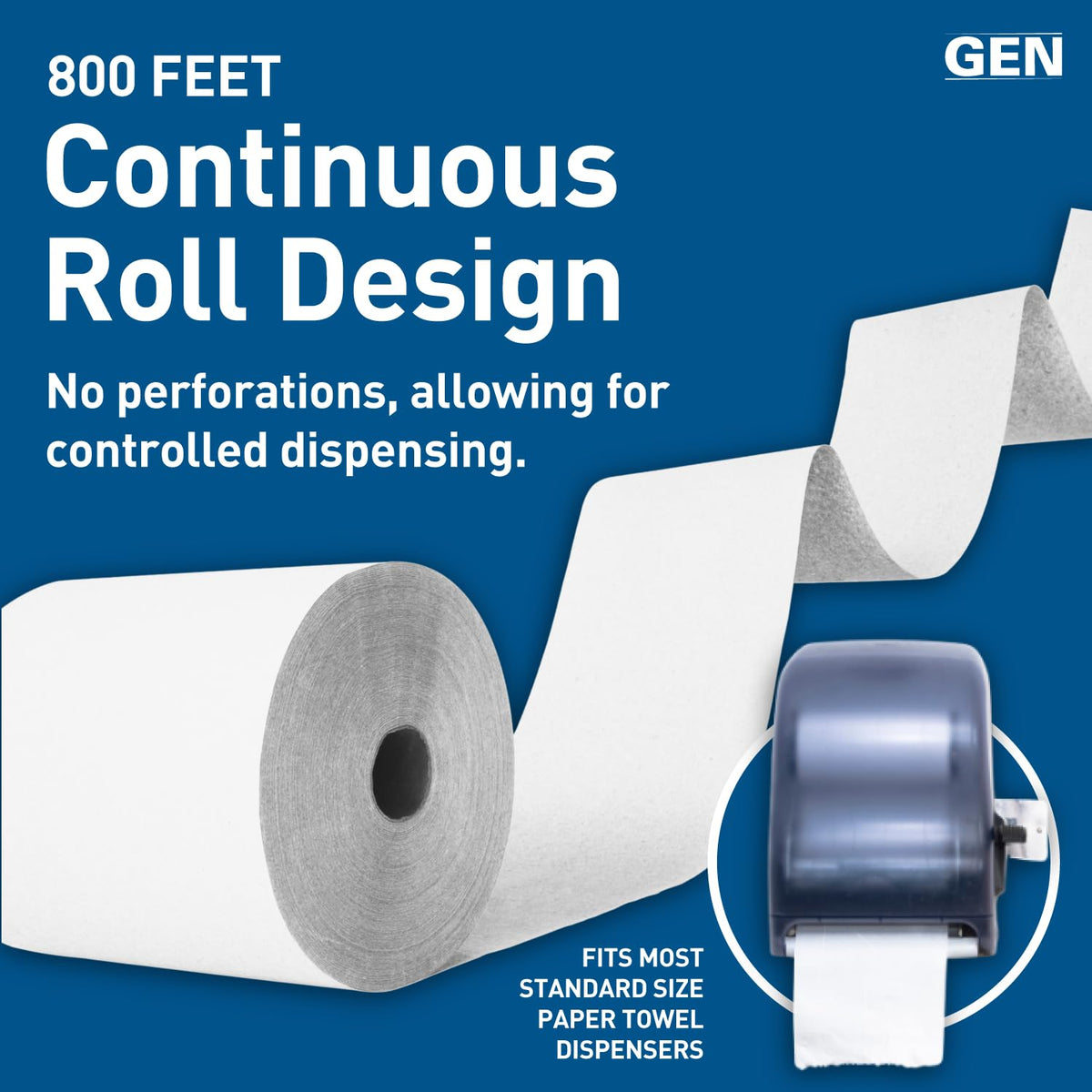 White Hardwound Roll Towels, 8-Inch x 800 ft, 6 Rolls D770
