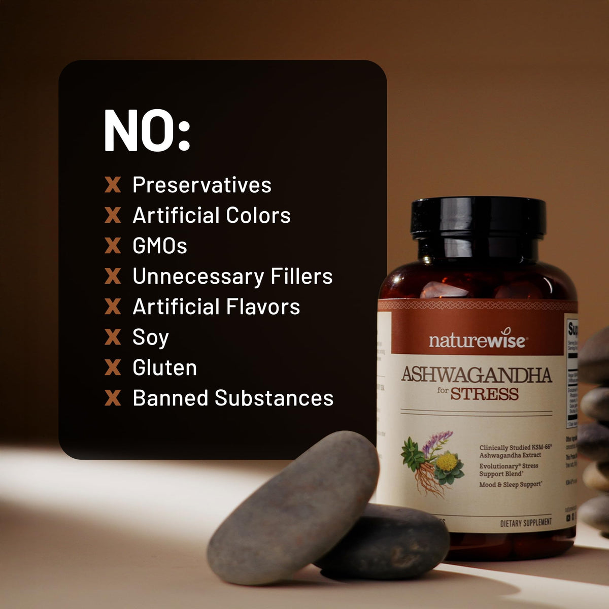 Ashwagandha with KSM-66 Extract GABA L-Theanine Rhodiola Rosea 60 Capsules M953