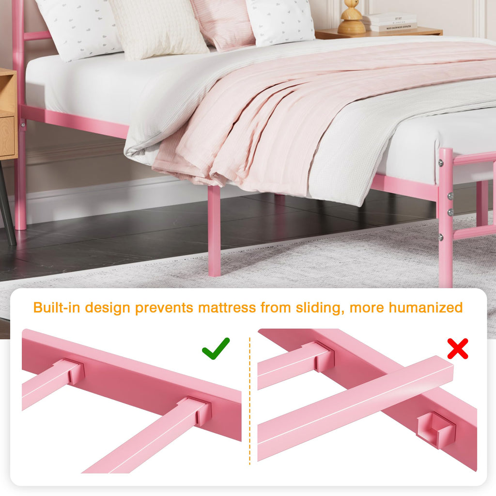 Twin Size Metal Bed Frame with Headboard and Footboard B663102