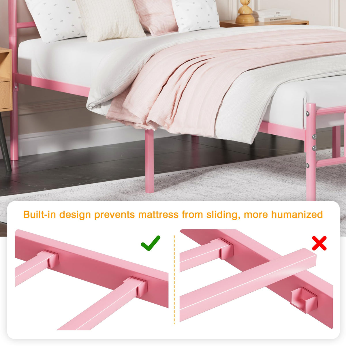 Twin Size Metal Bed Frame with Headboard and Footboard B663102