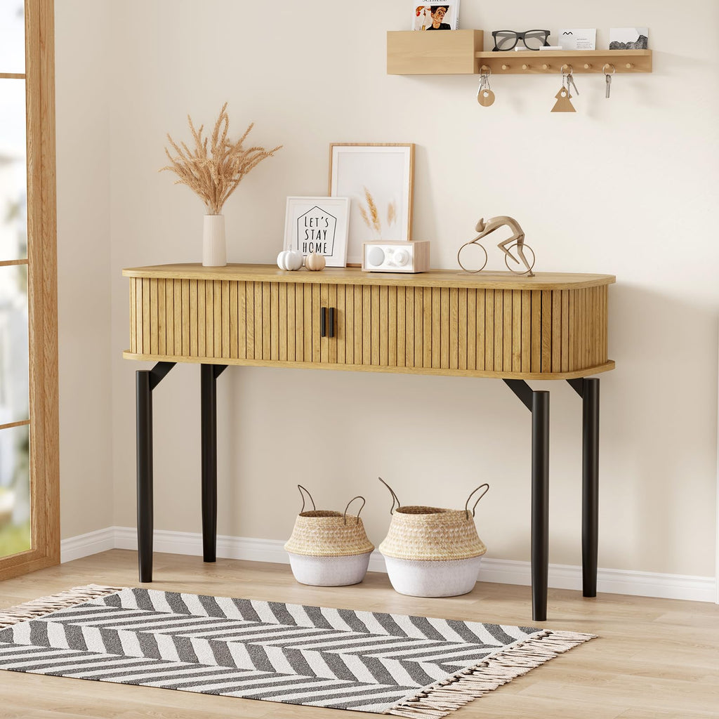 47 in Fluted Console Table with Storage W3723