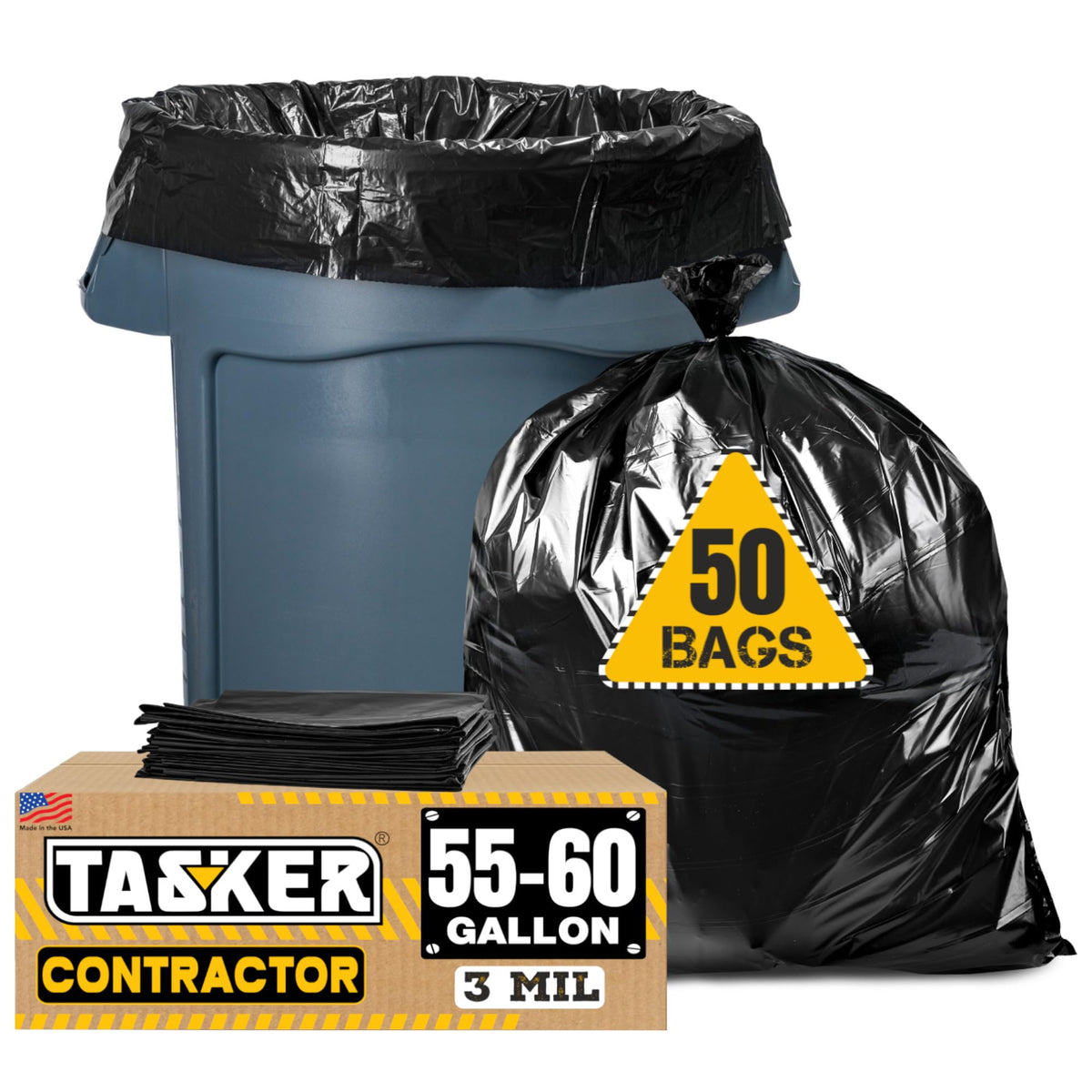 55 Gallon 3 Mil Black Contractor Garbage Bags K949