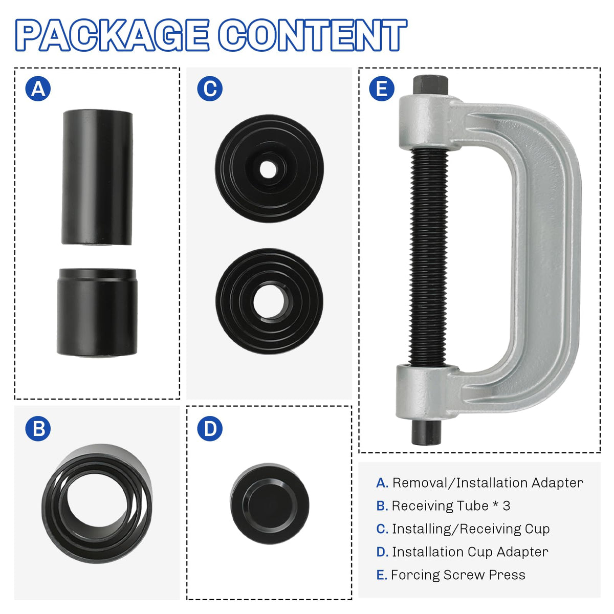 Heavy Duty Ball Joint Press and U Joint Removal Tool Kit & 1/2-Inch Drive Impact Socket Set A162