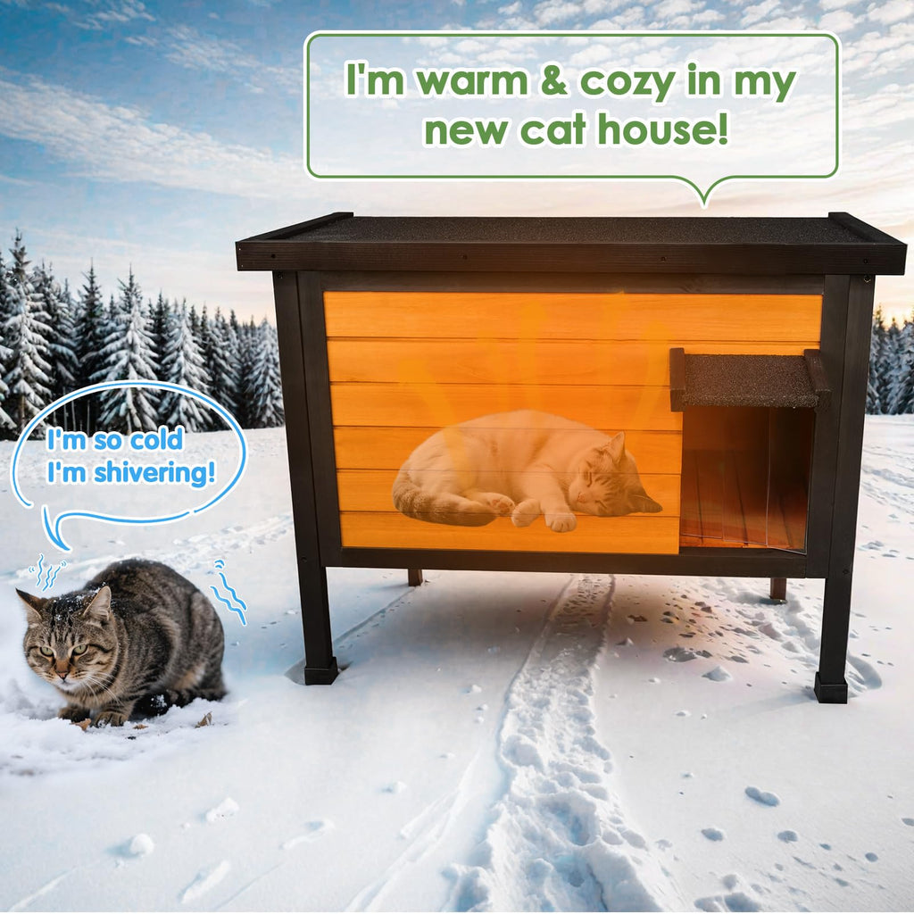 Outdoor Insulated Wooden Cat House I55770