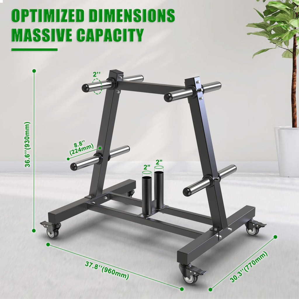 2" Olympic Weight Plate Tree Rack and Barbell Holders F721