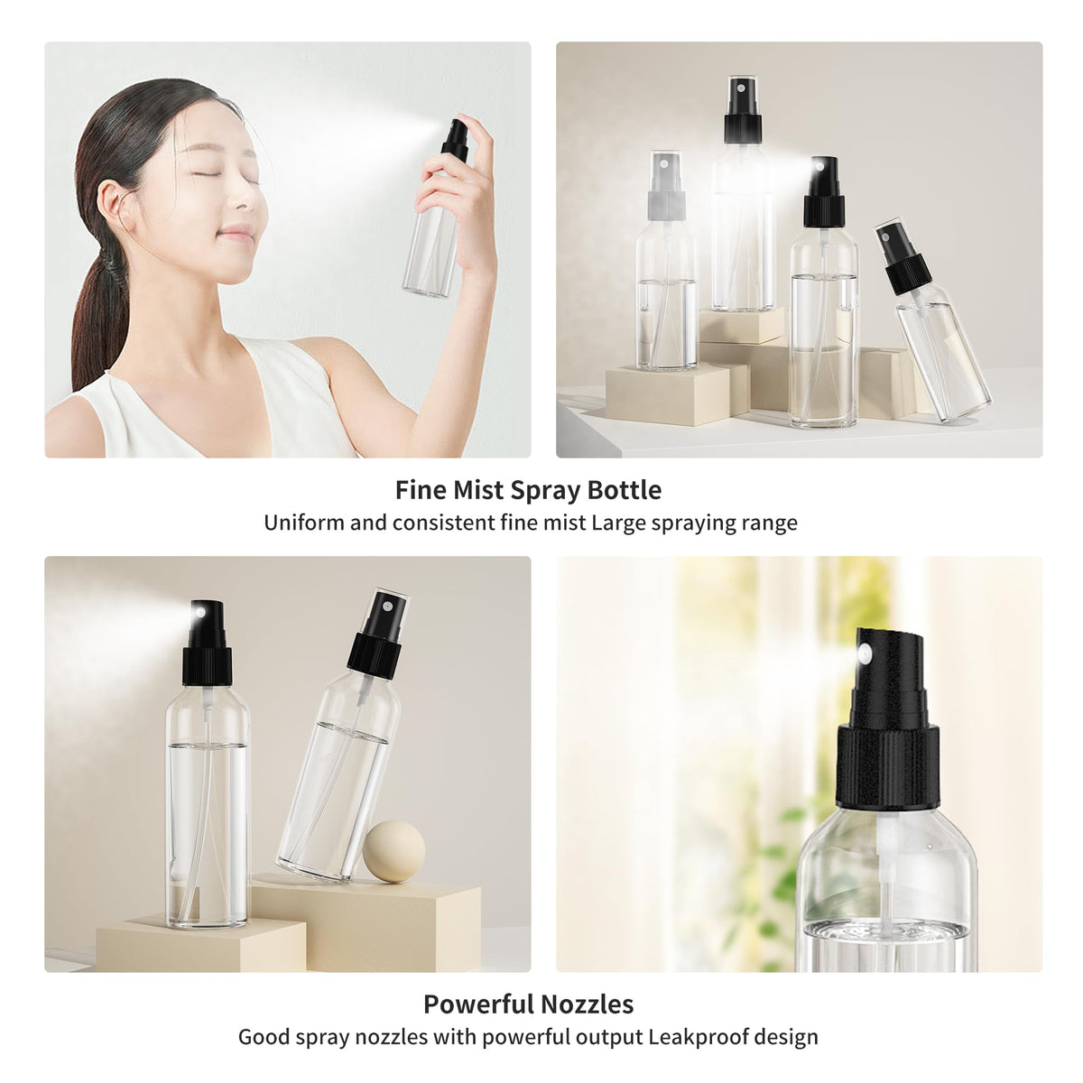 2.7oz/80ml 100PCS Plastic Spray Bottles Z186216