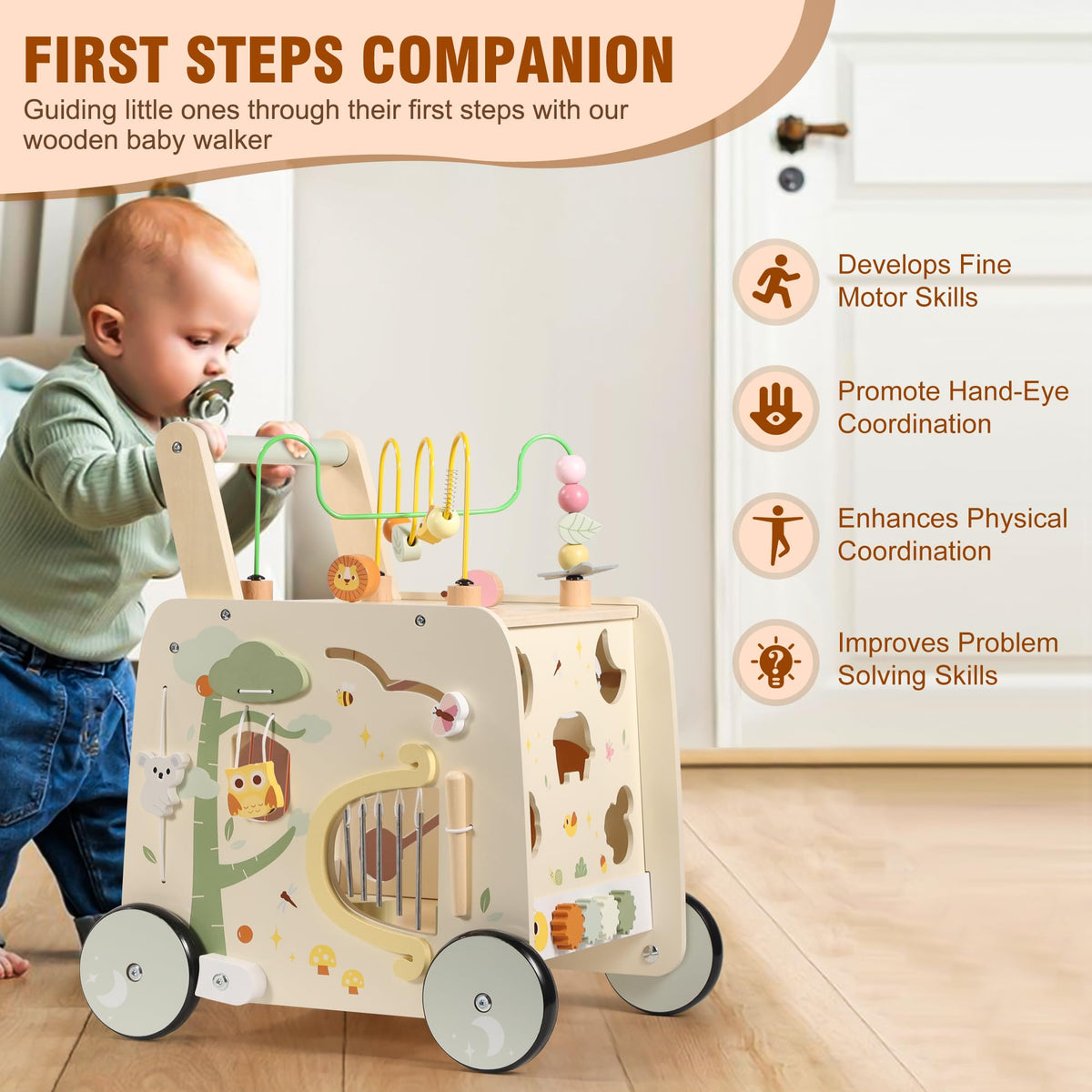 Wooden Activity Cube Push Walker J80179