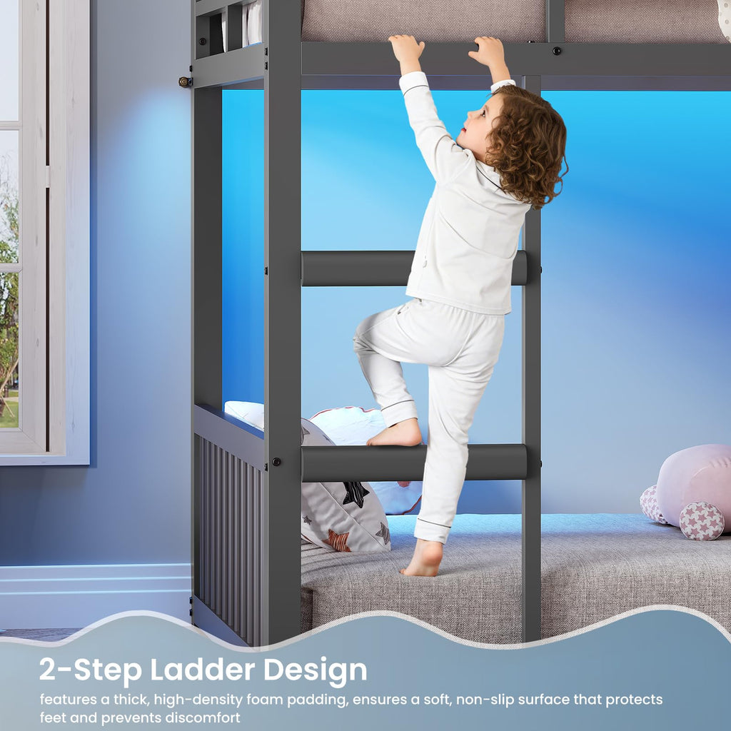 Twin Over Twin Bunk Bed with 3 Storage Drawers and Stairs I159832
