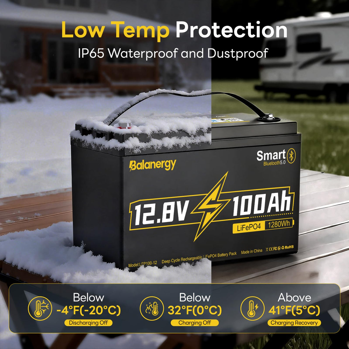 12V 100Ah LiFePO4 Lithium Battery Group 31 with 100A BMS N735
