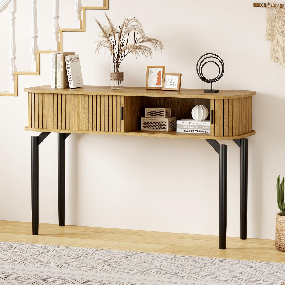 47 in Fluted Console Table with Storage W3723