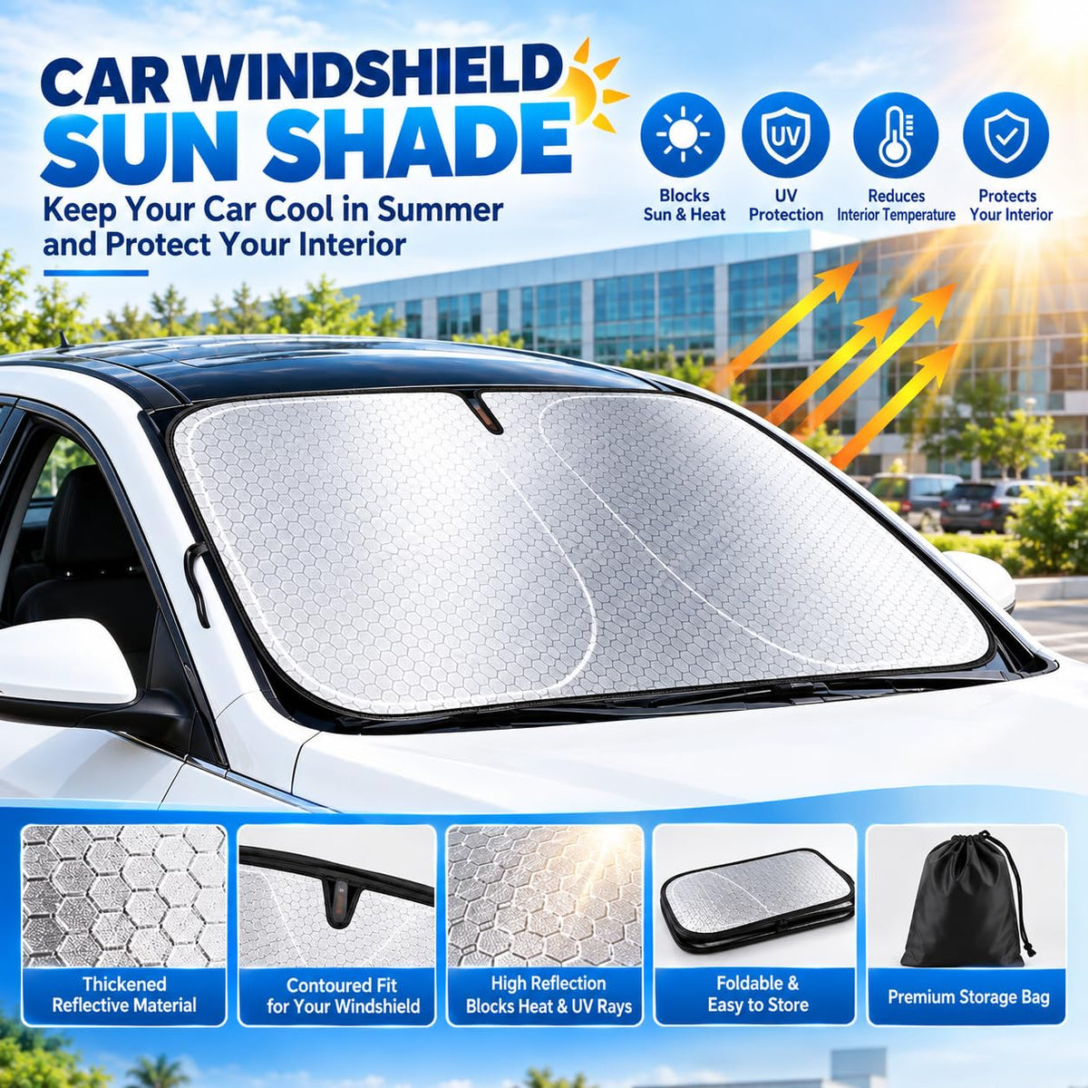 Car Windshield Sun Shade Graphene UV Protection I367951