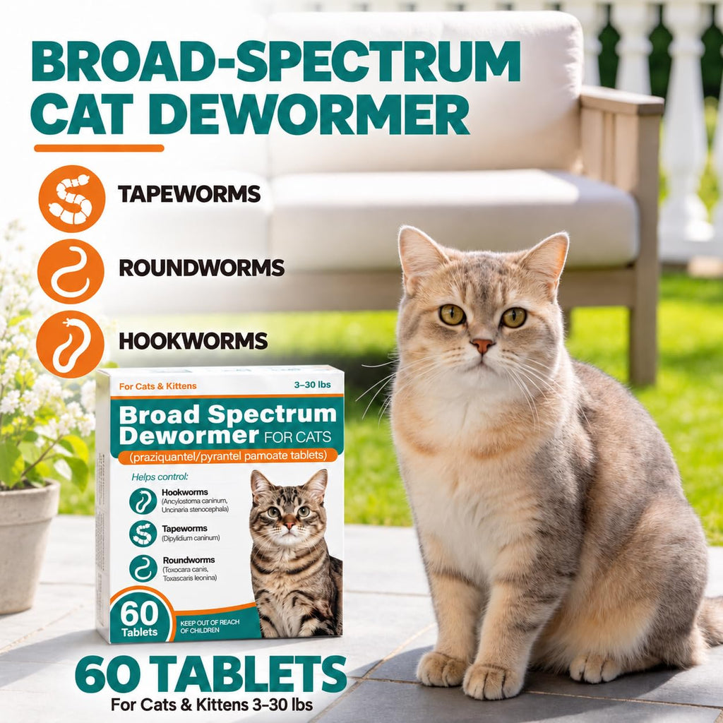 Broad Spectrum Cat Dewormer Tablets 60 Count T63910