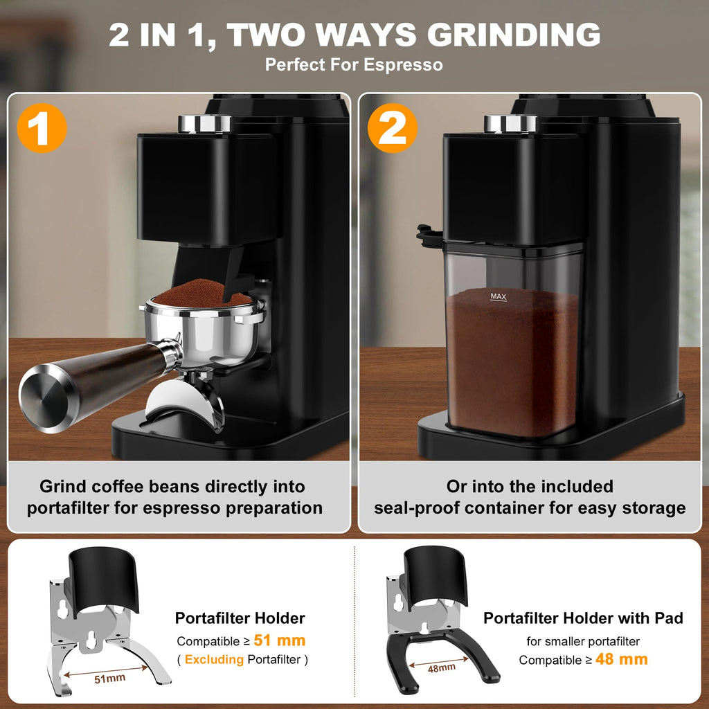 Black Electric Conical Burr Coffee Grinder U48784