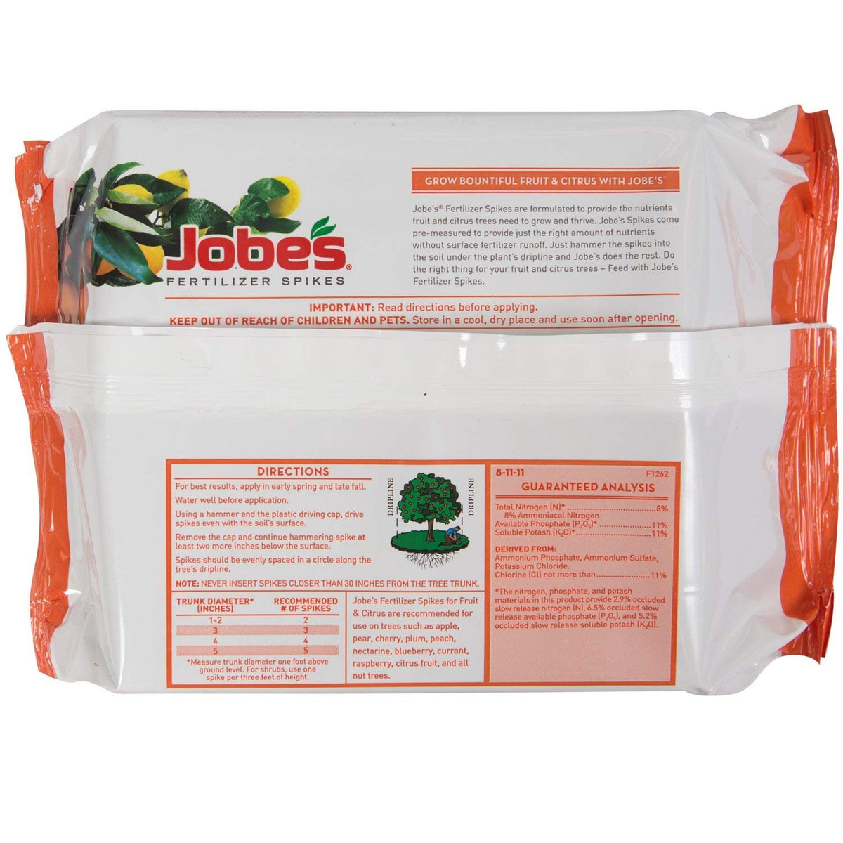 Fruit & Citrus Fertilizer Spikes 8-11-11 Time Release 9 Spikes T61334