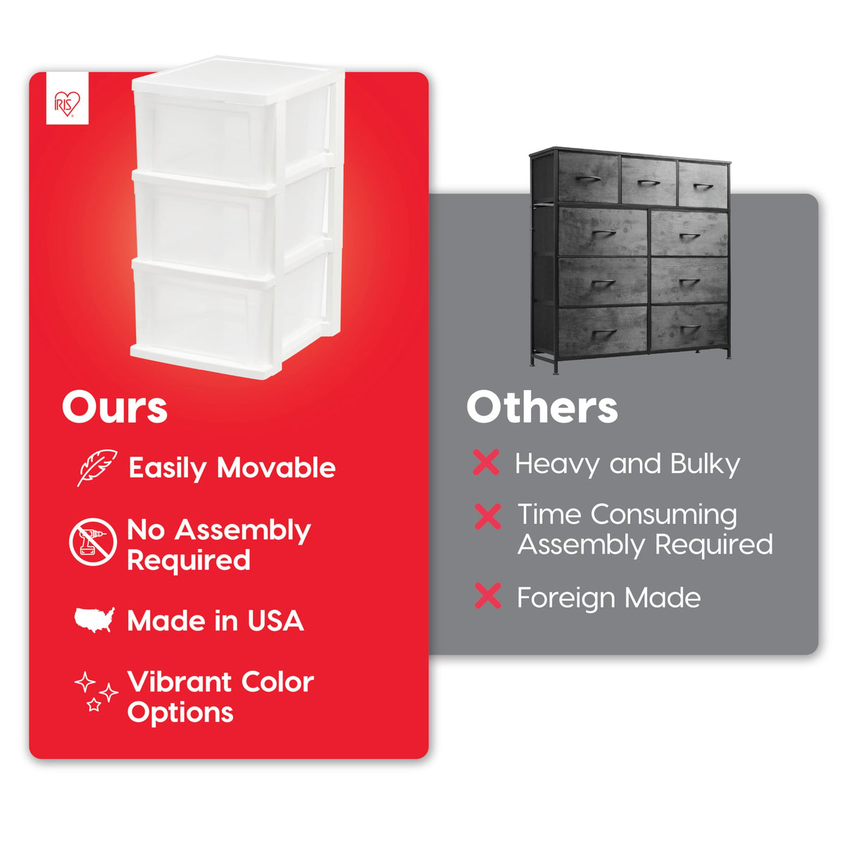 3 Drawer Slim Narrow Storage Organizer 2-Pack White Clear I39247