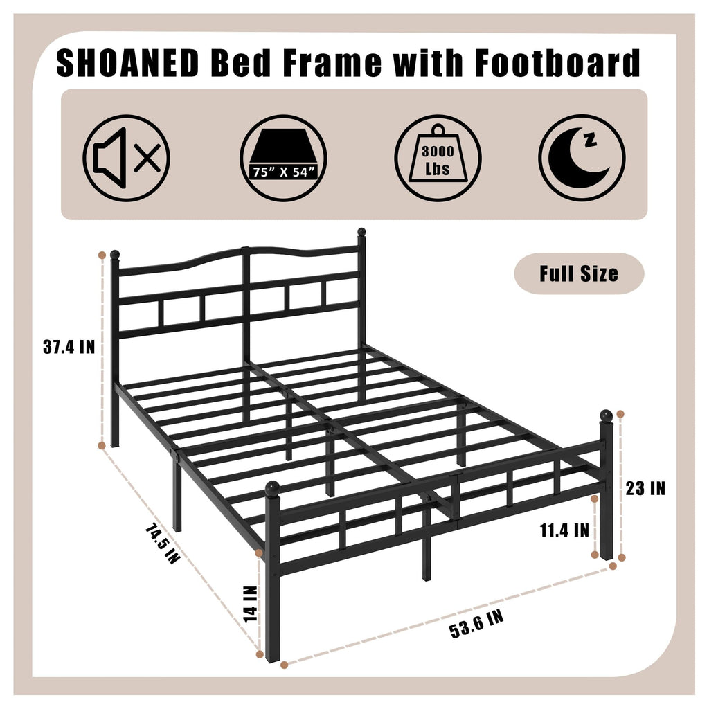 14 Inch Metal Bed Frame Full Size with Headboard Footboard Y86850