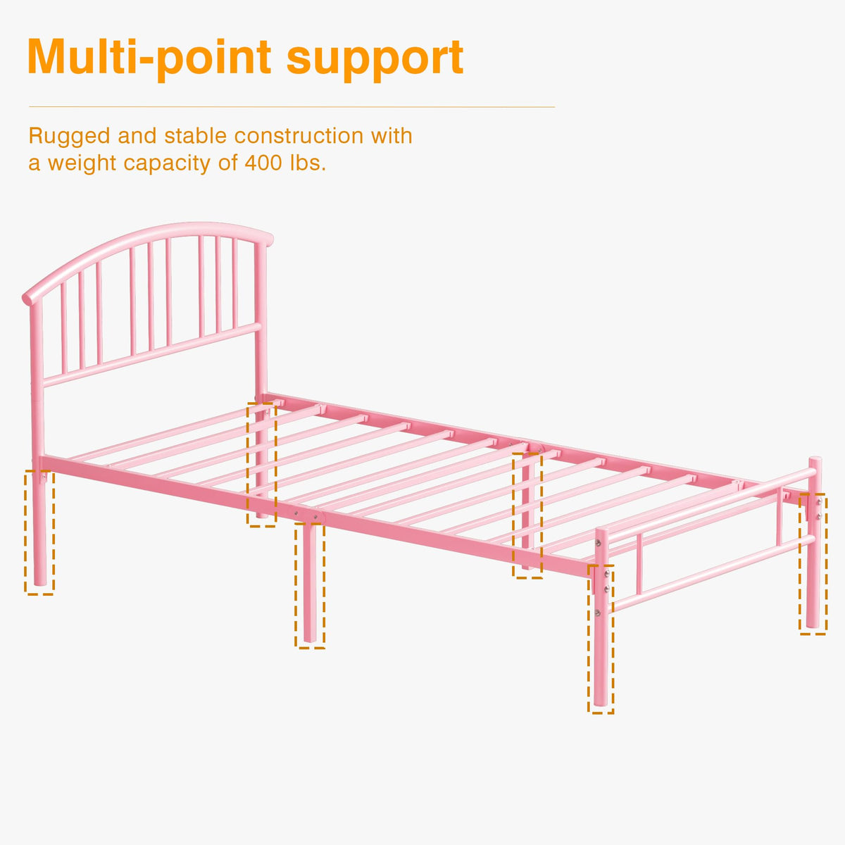 Twin Size Metal Bed Frame with Headboard and Footboard B663102