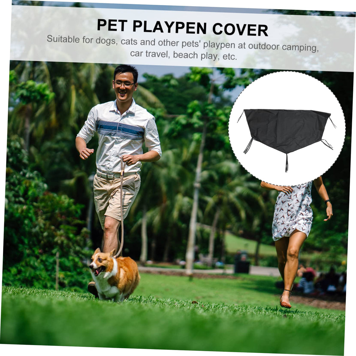 Waterproof Sunproof Dog Playpen Roof Cover 210D Oxford Cloth Black M54393