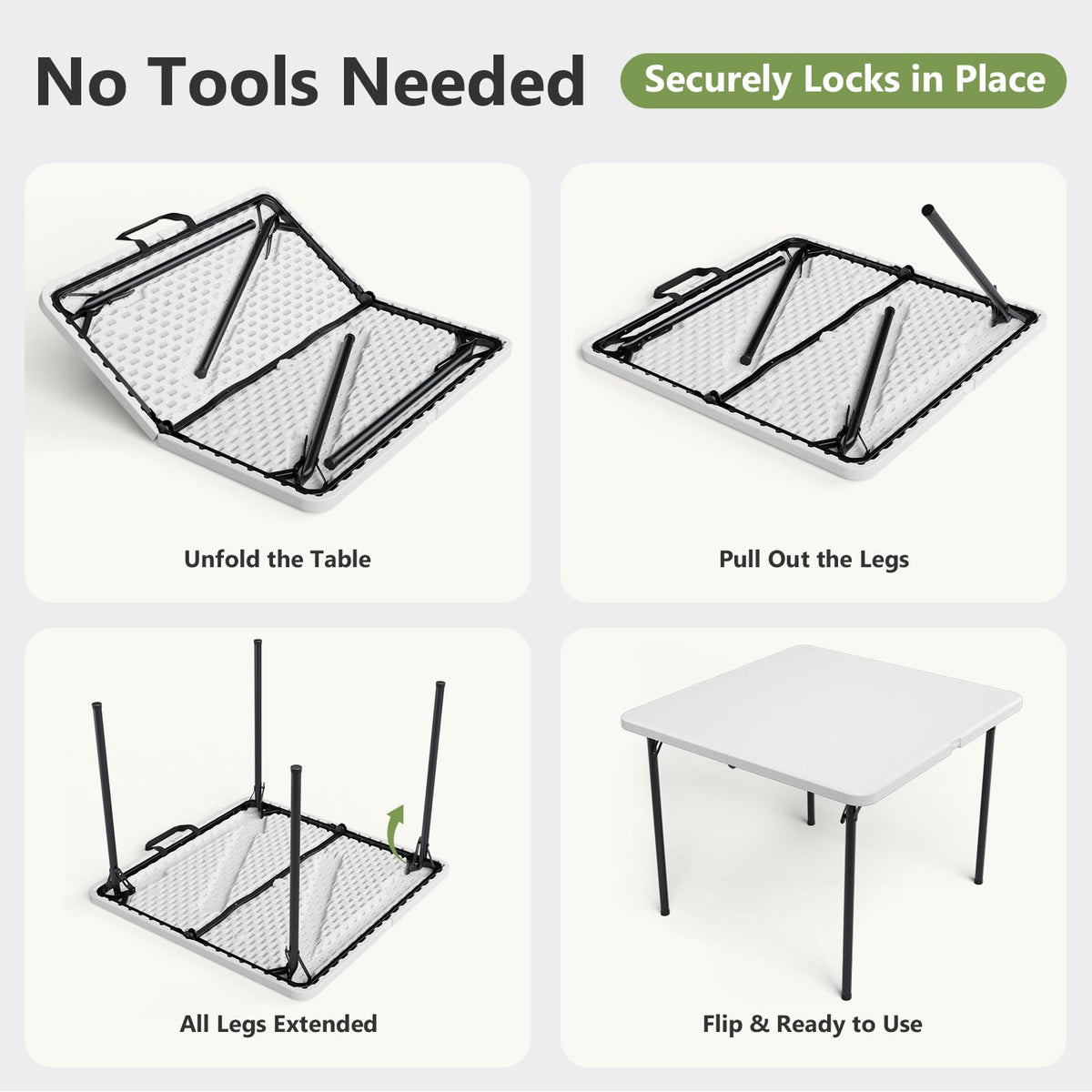 36 Inch Square Folding Card Table with Carrying Handle X4731