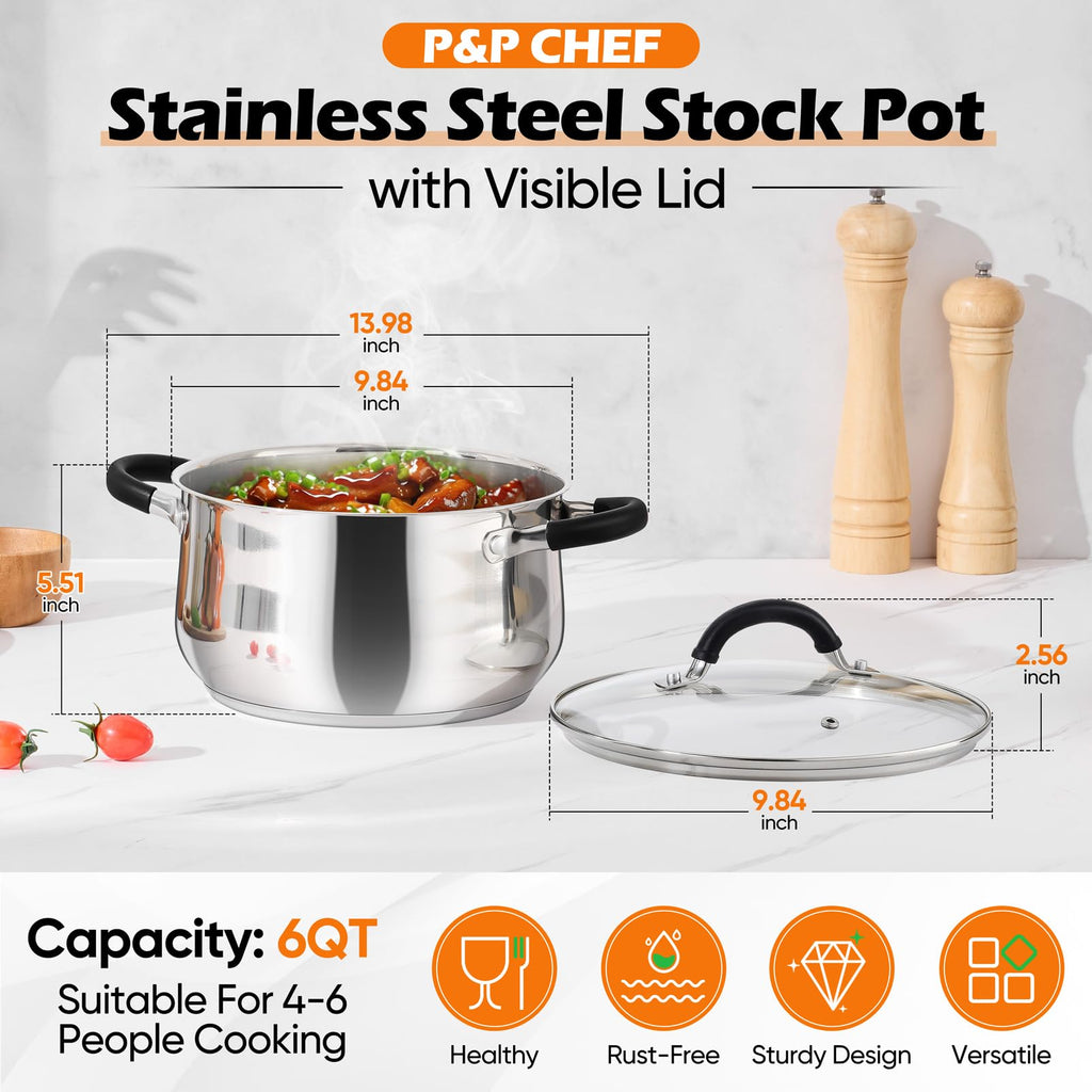 6 Quart Stainless Steel Stock Pot X436