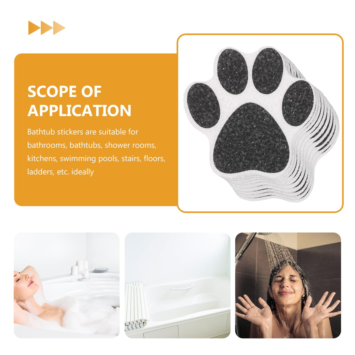 Non Slip Bathtub Stickers 10 pcs Dog Paw Decals W74696