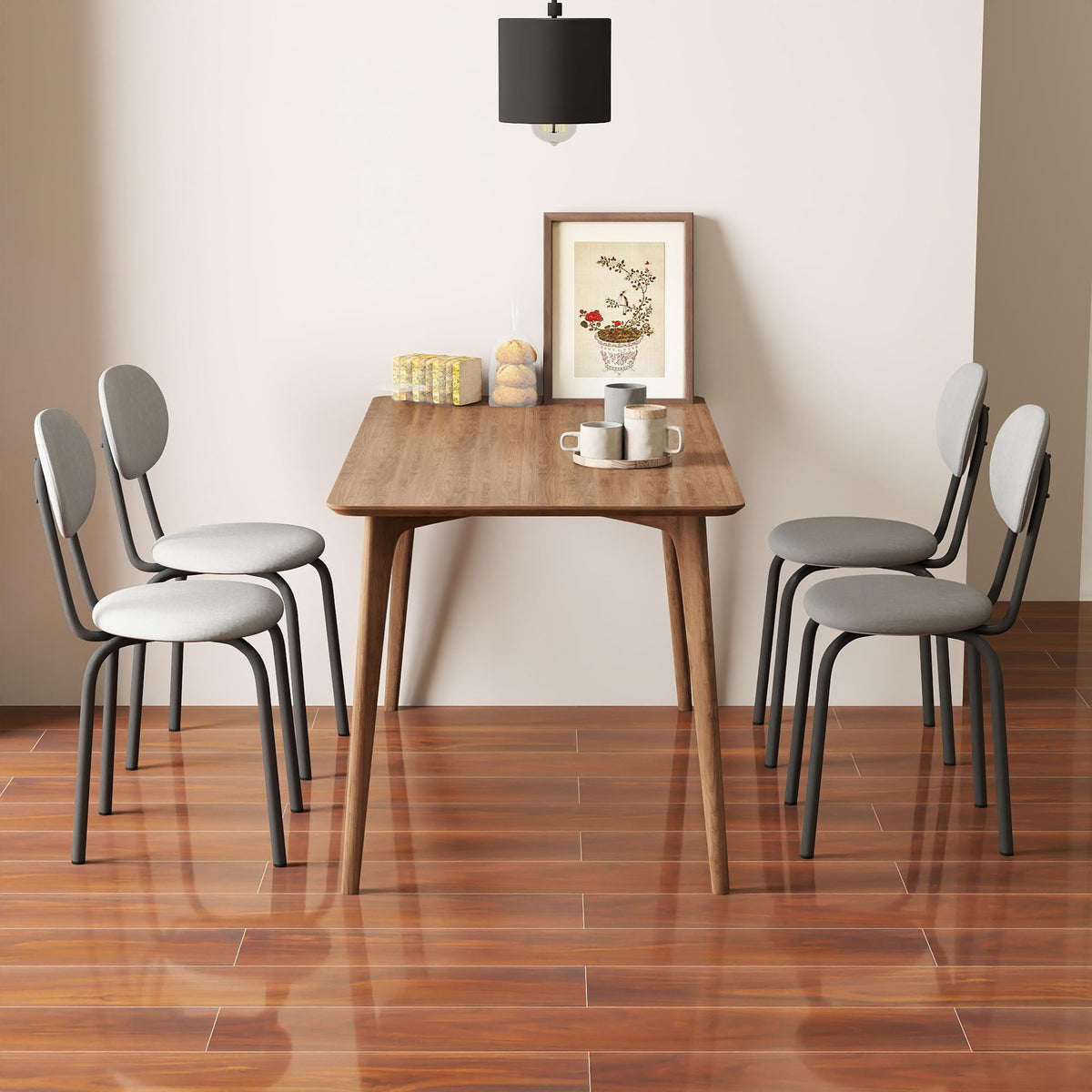 Stackable Dining Chairs Set of 4 Grey O375