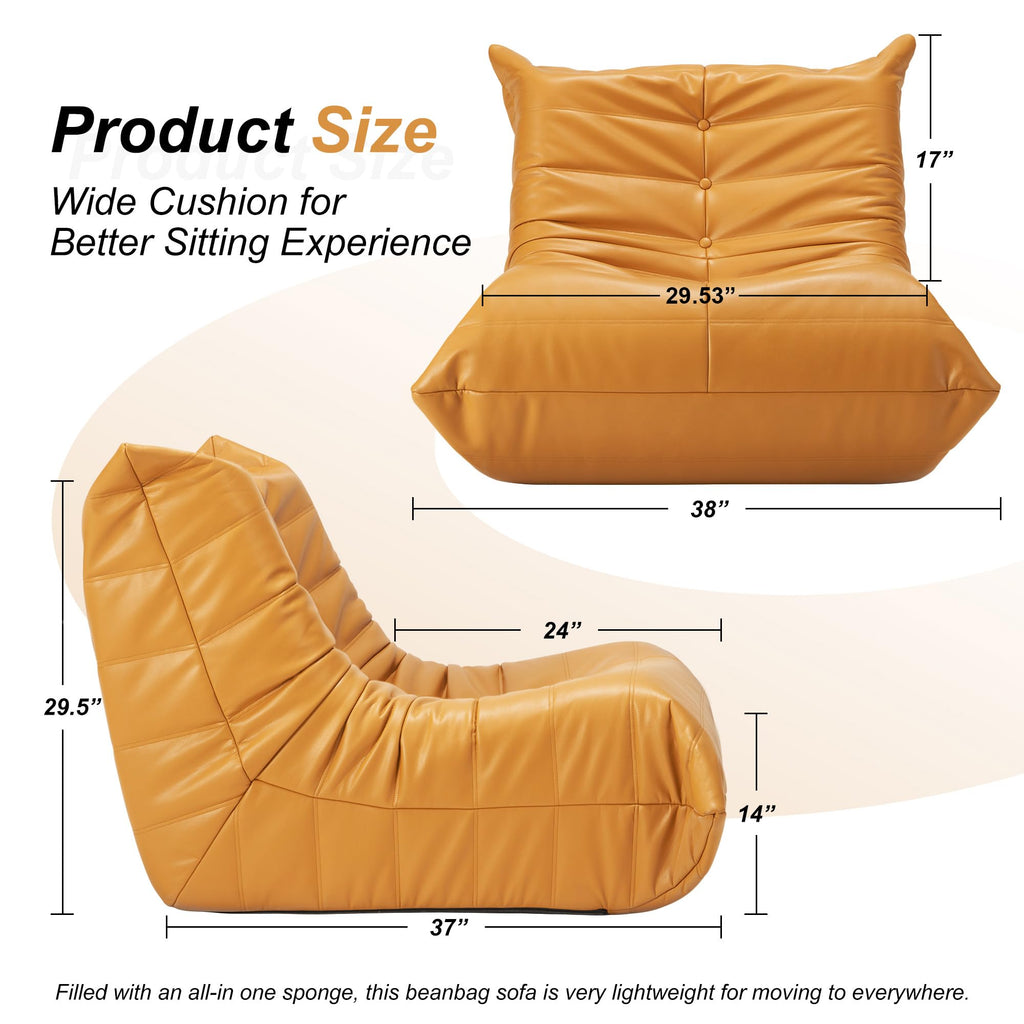 Leather Memory Foam Bean Bag Chair N33899