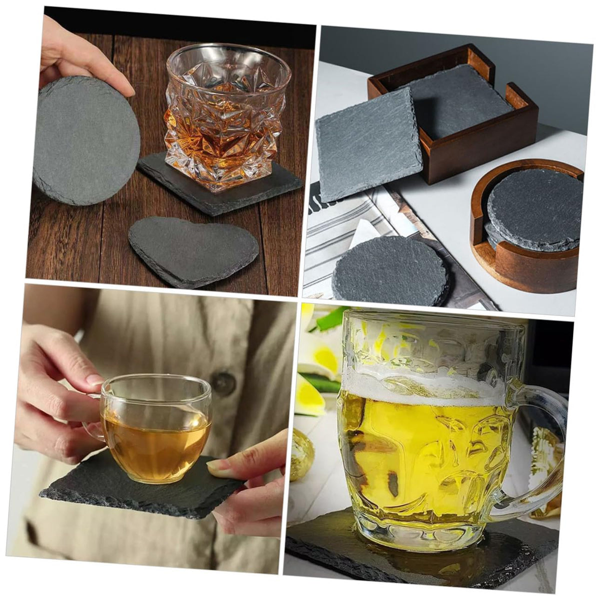 12pcs Natural Stone Coasters Non-Slip Drink Set J3479