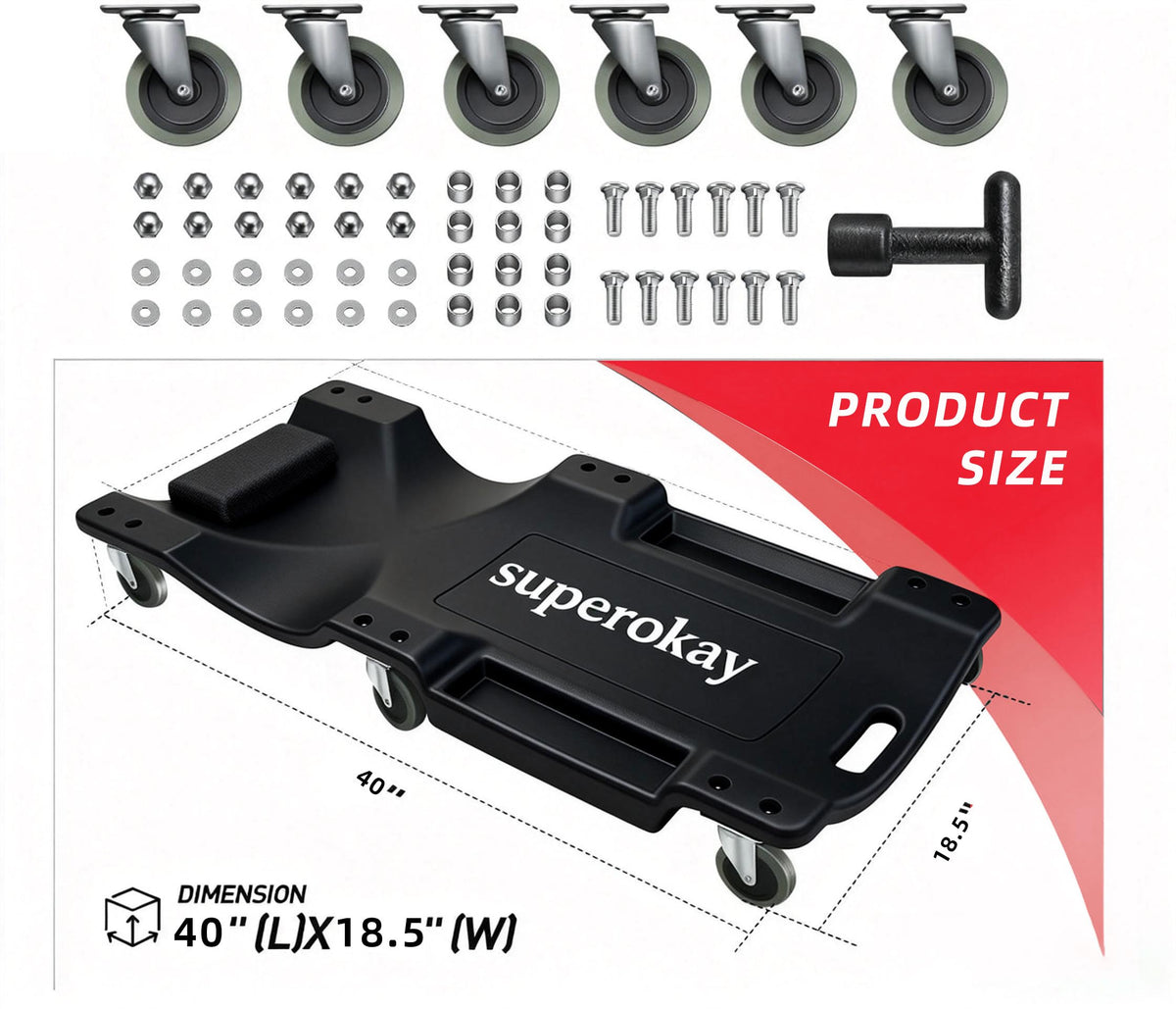 40 Inch Low Profile Mechanic Creeper X1418