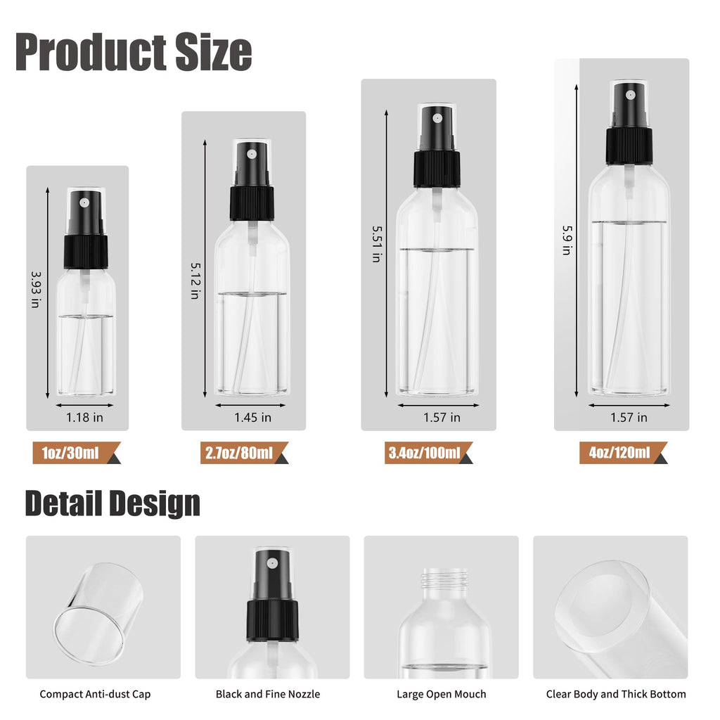2.7oz/80ml 100PCS Plastic Spray Bottles Z186216