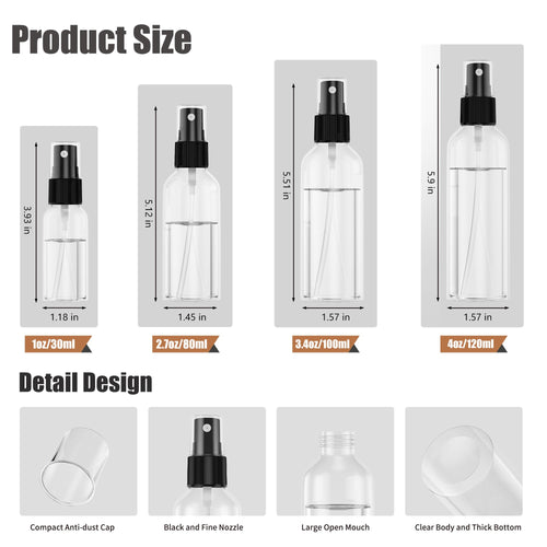 2.7oz/80ml 100PCS Plastic Spray Bottles Z186216