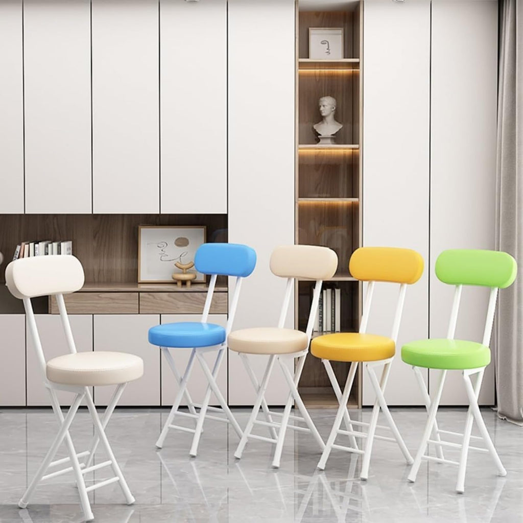 Black Cushioned Folding Stool with Backrest E27522