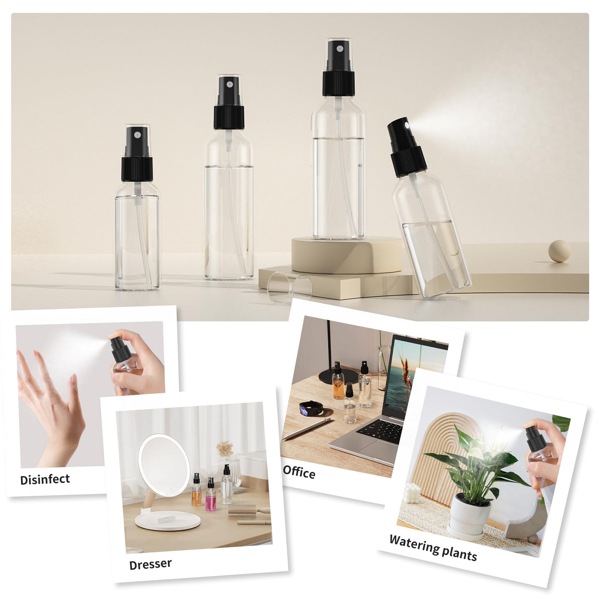 2.7oz/80ml 100PCS Plastic Spray Bottles Z186216