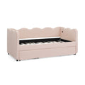 Pink Twin Size Upholstery Daybed with Trundle and USB F5508