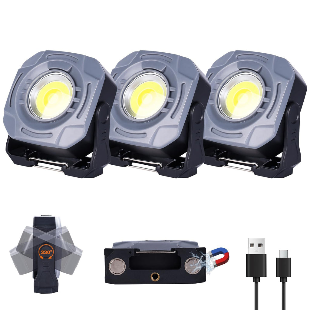 3 Pack 4000mAh 840 Lumens Magnetic Rechargeable Work Light X56679