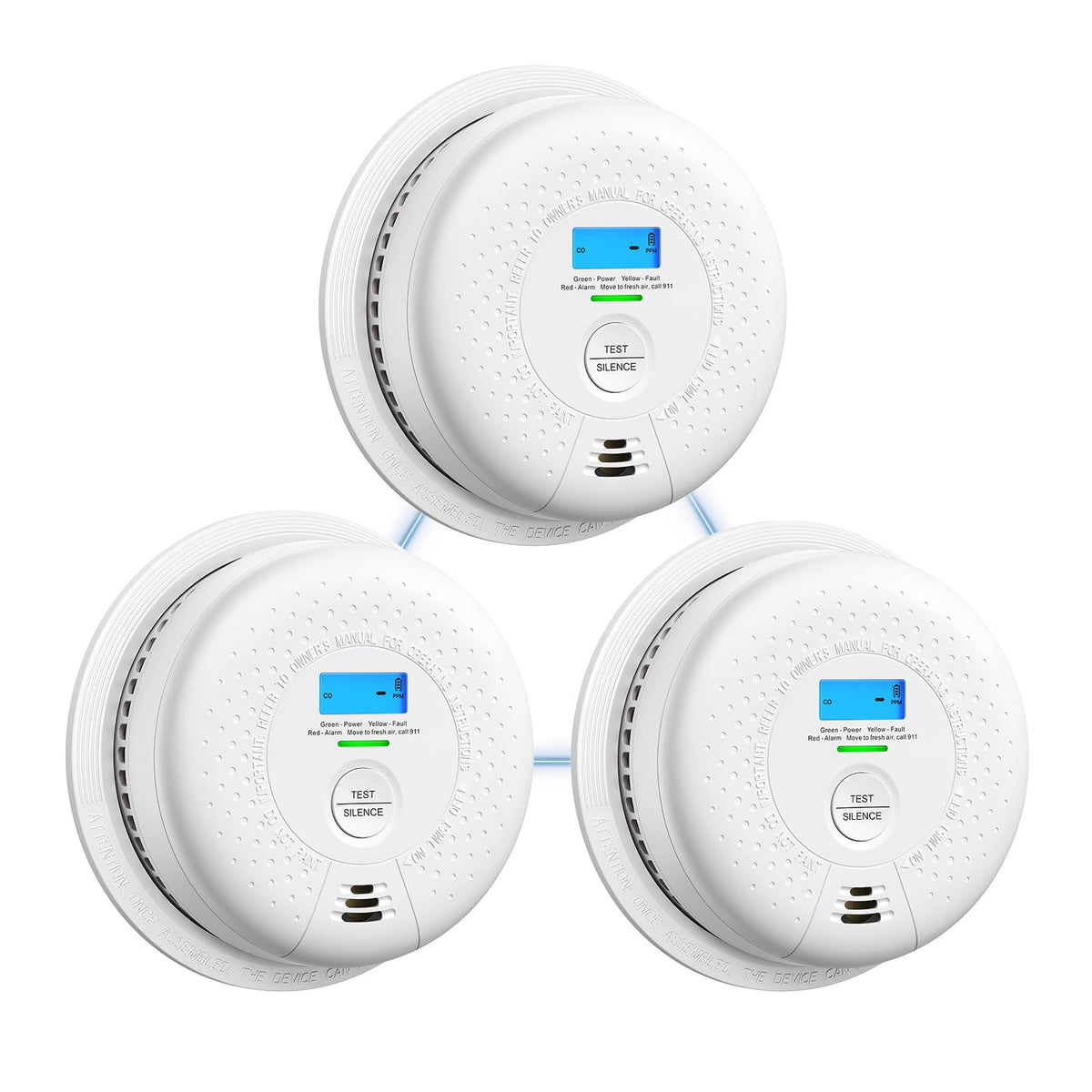 Wireless Interconnected Smoke and Carbon Monoxide Alarm 1-Pack and 3-Pack Q742