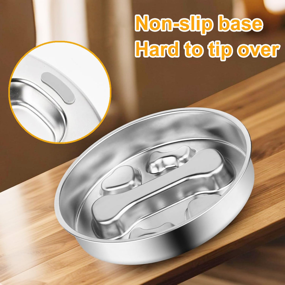 Stainless Steel Slow Feeder Dog Bowls, 2 Pcs X453